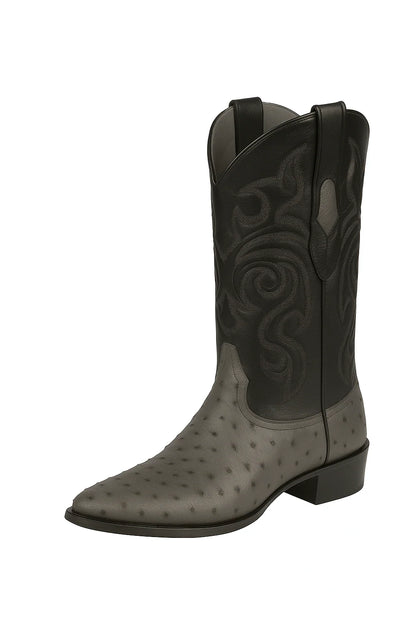 Genuine Ostrich Leather Boots – Round Toe