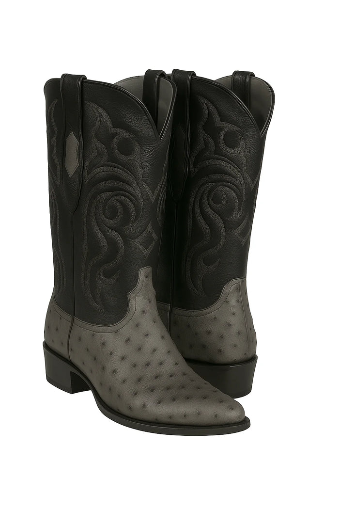 Genuine Ostrich Leather Boots – Round Toe