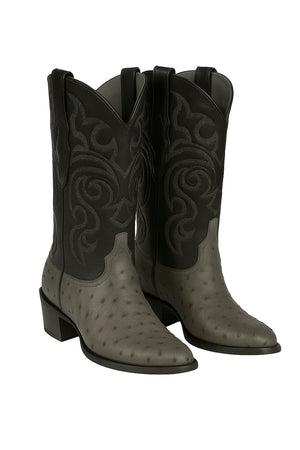 Genuine Ostrich Leather Boots – Round Toe
