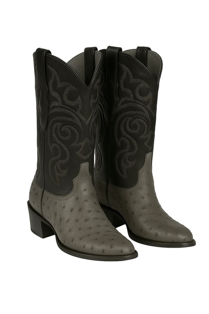 Genuine Ostrich Leather Boots – Round Toe