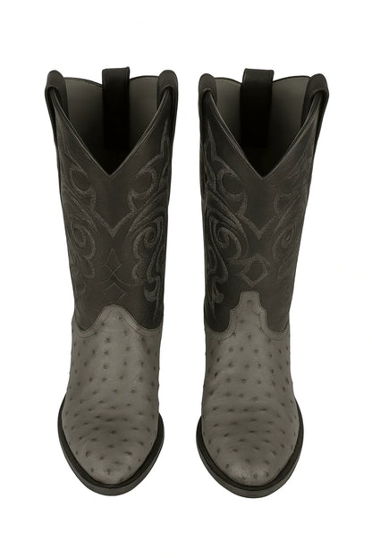 Genuine Ostrich Leather Boots – Round Toe