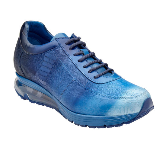 Men's Belvedere George Hand Painted Ostrich Leg Sneaker in Cobalt Blue