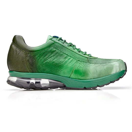 Men's Belvedere George Hand Painted Ostrich Leg Sneaker in Pine Green