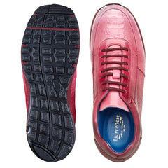 Men's Belvedere George Hand Painted Ostrich Leg Sneaker in Rose Pink