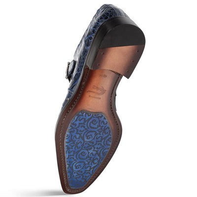 Gigolo Blue Crocodile Single Monk-Strap Loafers By Mezlan Made In Spain Brand 4   - from alligatorwarehouse.com
