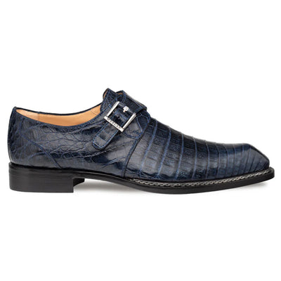 Gigolo Blue Crocodile Single Monk-Strap Loafers By Mezlan Made In Spain Brand 3   - from alligatorwarehouse.com