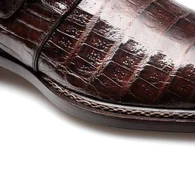 Gigolo Crocodile Monk Strap Brown By Mezlan Made In Spain Brand 4   - from alligatorwarehouse.com