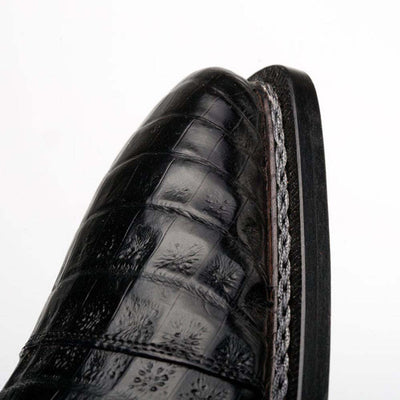 Giovane Fuscus Cap Toe Derby Black Crocodile Shoes By Mezlan Made In Spain Brand 4   - from alligatorwarehouse.com