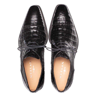 Giovane Fuscus Cap Toe Derby Black Crocodile Shoes By Mezlan Made In Spain Brand 3   - from alligatorwarehouse.com