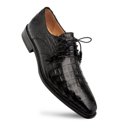 Giovane Fuscus Cap Toe Derby Black Crocodile Shoes By Mezlan Made In Spain Brand 1   - from alligatorwarehouse.com