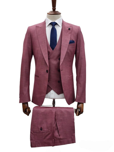 Giovanni Testi Suits With Double Breasted Vest - 3 Pieces Grape Peak Lapel Suit 1   - from alligatorwarehouse.com