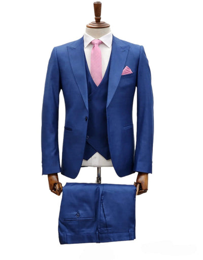 Giovanni Testi Suits With Double Breasted Vest - 3 Pieces Suit Navy Peak Lapel Suit 1   - from alligatorwarehouse.com