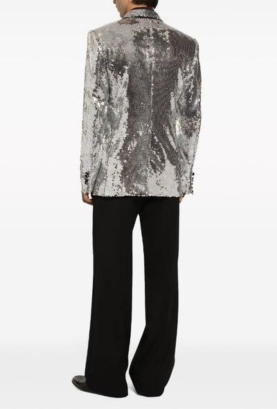 Glitter Tuxedo Dinner Jacket - Sequin Blazer - Sliver Flashy Stage Sport Coat By Alberto Nardoni 3   - from alligatorwarehouse.com