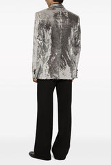 Glitter Tuxedo Dinner Jacket - Sequin Blazer - Sliver Flashy Stage Sport Coat By Alberto Nardoni