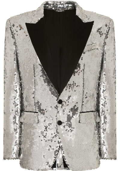 Glitter Tuxedo Dinner Jacket - Sequin Blazer - Sliver Flashy Stage Sport Coat By Alberto Nardoni 1   - from alligatorwarehouse.com