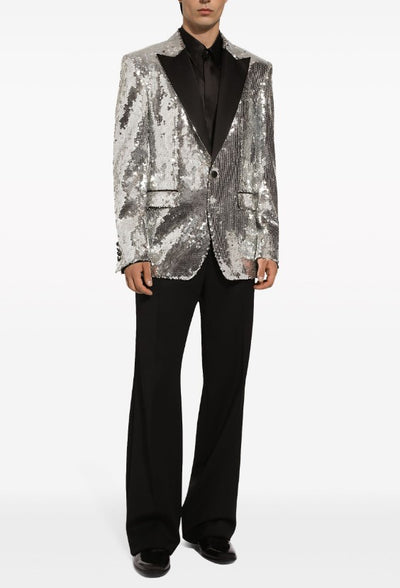 Glitter Tuxedo Dinner Jacket - Sequin Blazer - Sliver Flashy Stage Sport Coat By Alberto Nardoni 5   - from alligatorwarehouse.com