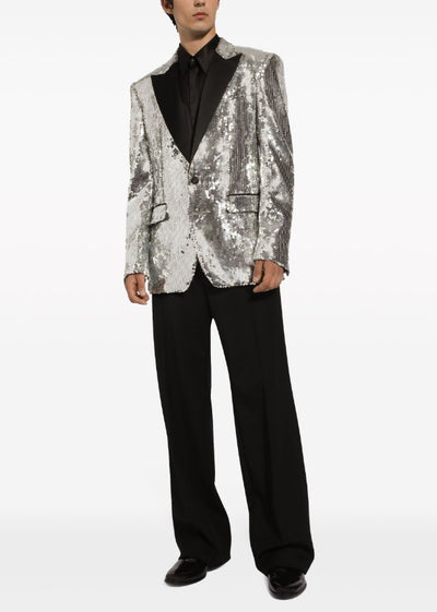 Glitter Tuxedo Dinner Jacket - Sequin Blazer - Sliver Flashy Stage Sport Coat By Alberto Nardoni 2   - from alligatorwarehouse.com