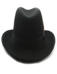 Black Dress Hat 1920s Fedora Style - Mens Classic Gangster Godfather Wool Dress Hat in Black