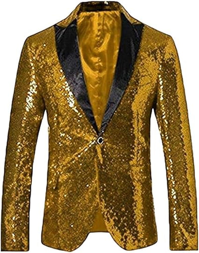 Glitter Tuxedo Dinner Jacket - Sequin Blazer - Gold Flashy Stage Sport Coat By Alberto Nardoni 1   - from alligatorwarehouse.com