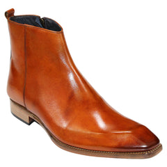 Duca Romano Gold Cognac Burgundy Genuine Italian Calfskin Ankle Boots