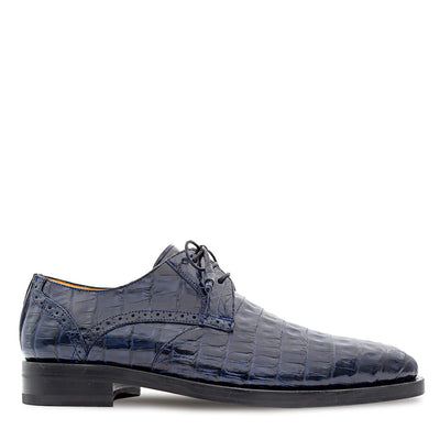 Golfo Plain Toe Crocodile Derby Blue By Mezlan Made In Spain Brand 3   - from alligatorwarehouse.com