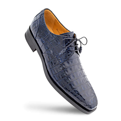 Golfo Plain Toe Crocodile Derby Blue By Mezlan Made In Spain Brand 1   - from alligatorwarehouse.com