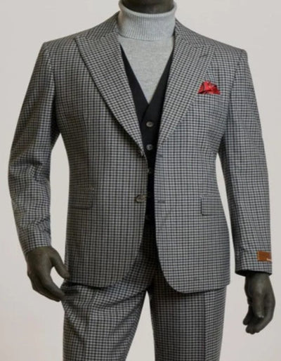 Mens Gray Suit - Designer Brand Suit No Double Breasted Flat Front Pleated Pants Modern Fit 1 Steve-Gray-10  - from alligatorwarehouse.com