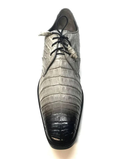 Los Altos Gray All-Over Crocodile Lace Up Dress Shoes 3   - from alligatorwarehouse.com