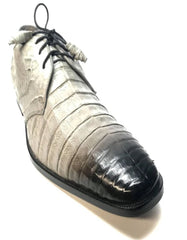 Los Altos Gray All-Over Crocodile Lace Up Dress Shoes