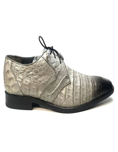 Los Altos Gray All-Over Crocodile Lace Up Dress Shoes 2   - from alligatorwarehouse.com