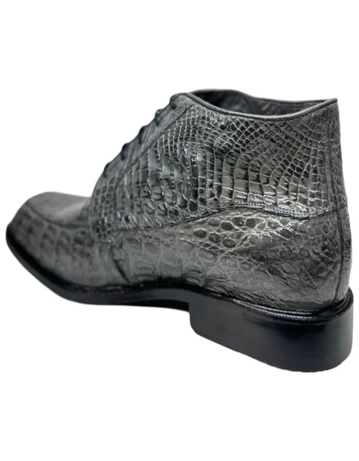 Men’s Los Altos Gray All Over Crocodile Lace Up Dress Ankle Boots, Exotic Formal Boots