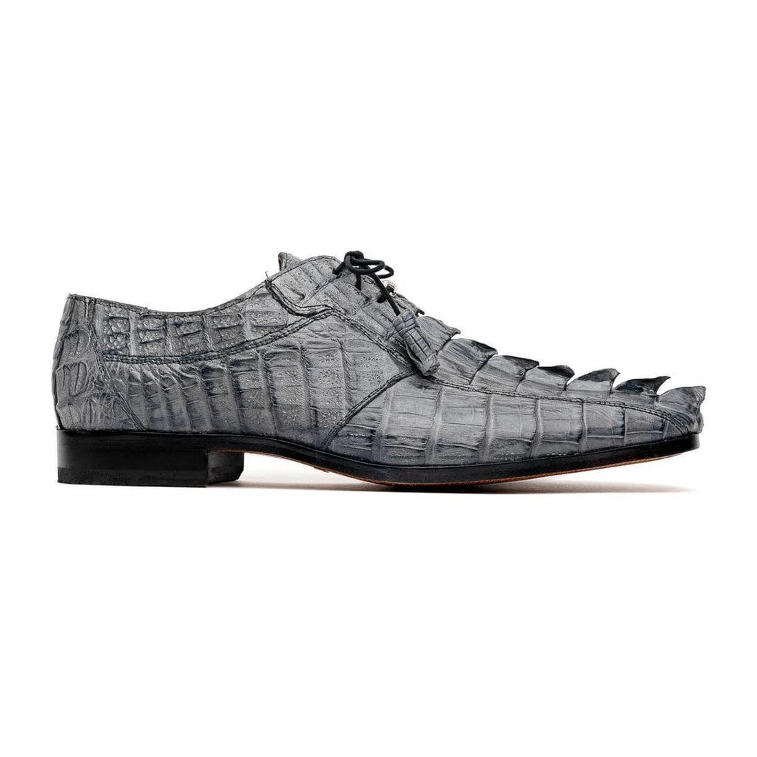 Marco Di Milano Cancun Men's Shoes Gray Exotic Hornback Crocodile Skin Derby Oxfords