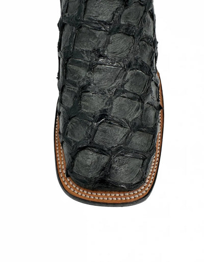 Los Altos Men's Gray Glossy Genuine Pirarucu Wide Square Toe Boot 4   - from alligatorwarehouse.com