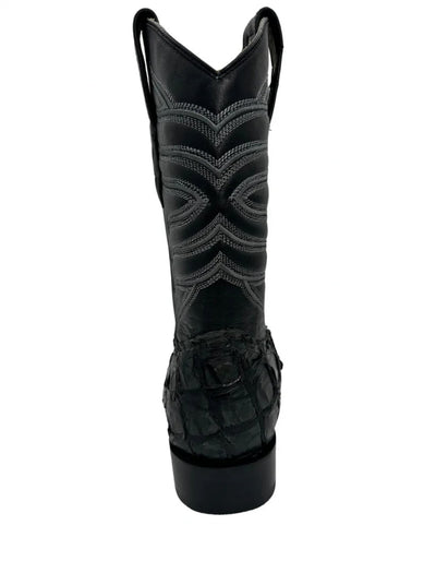 Los Altos Men's Gray Glossy Genuine Pirarucu Wide Square Toe Boot 2   - from alligatorwarehouse.com