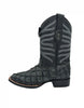 Los Altos Men's Gray Glossy Genuine Pirarucu Wide Square Toe Boot 3   - from alligatorwarehouse.com
