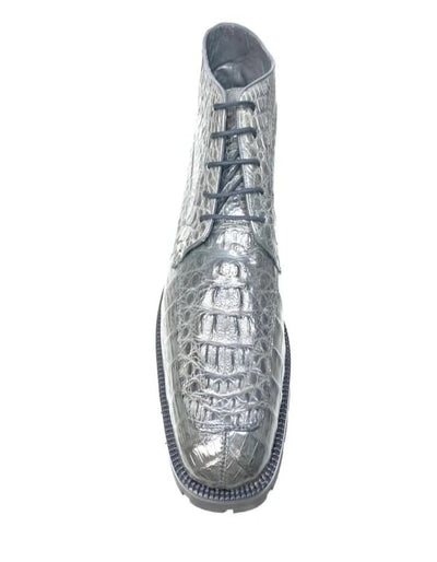 Los Altos Gray Horn-back Crocodile Ankle Boots 3   - from alligatorwarehouse.com