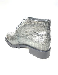 Los Altos Gray Horn-back Crocodile Ankle Boots