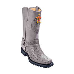 Los Altos Gray Full Quill Ostrich Men’s Motorcycle Boot