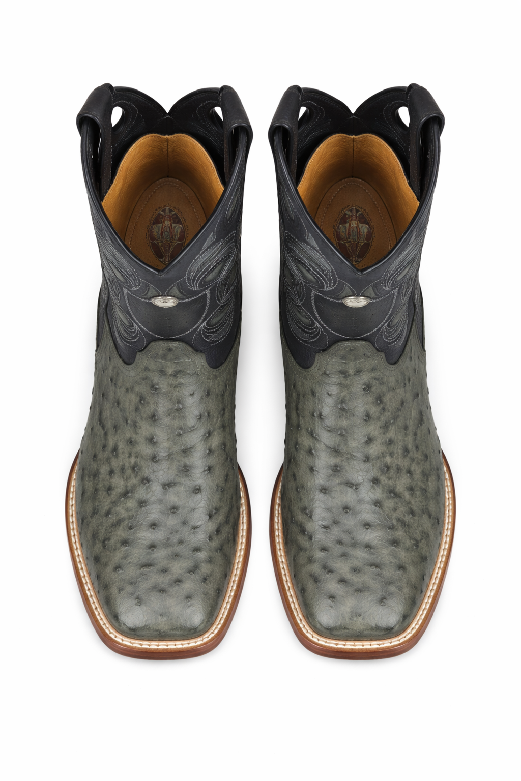 Gray Ostrich Boots