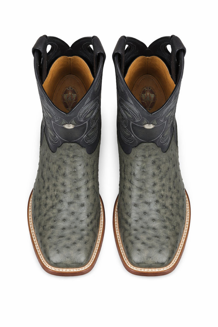 Gray Ostrich Boots