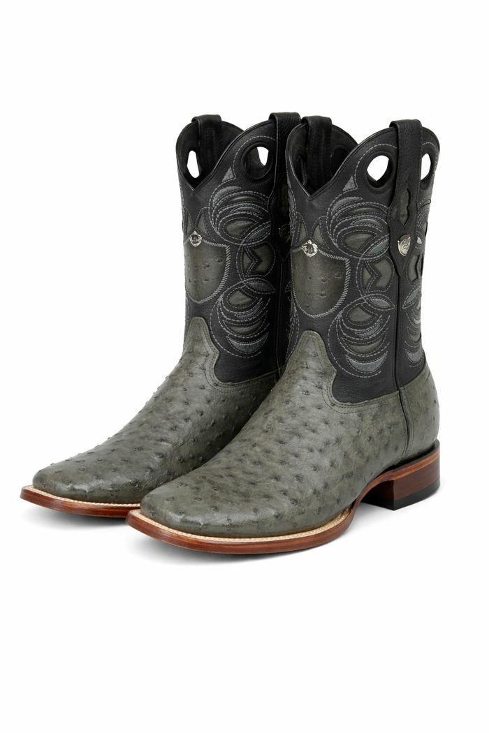 Gray Ostrich Boots