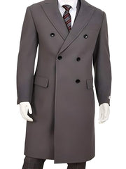 Men's Gray Double Breasted Five Button Wool ~ Poly Blend Overcoat