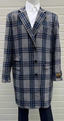 Mens Plaid Overcoat - Plaid Wool Topcoats - Gray carcoat