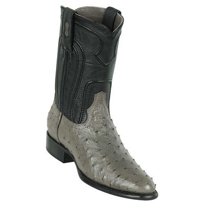 Los Altos Men's Genuine Full Quill Ostrich Gray Roper Toe Boots 1   - from alligatorwarehouse.com