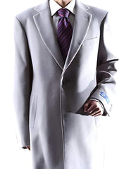 Three Cuff Link Gray Two Button Long men's Dress Topcoat - Winter coat - Mens Overcoat