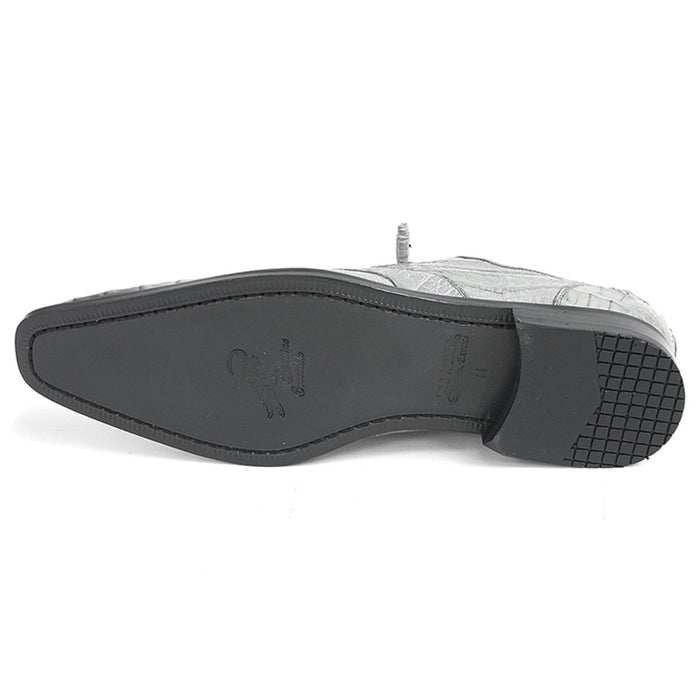 Men’s Los Altos Gray Two Tone Genuine Caiman Belly Lace-Up Oxford Shoes, Exotic Dress Shoes