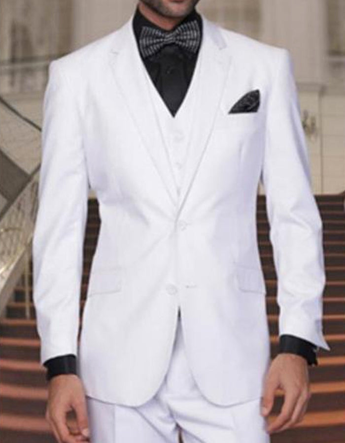 Men’s White Disco Suit with Jacket, Vest and Pants, Saturday Night Style Formal Party Suit