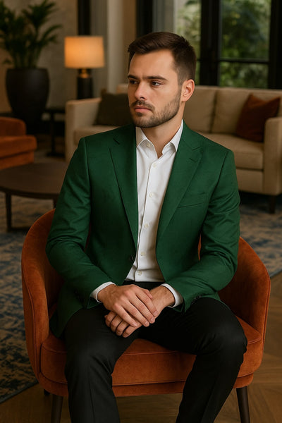 Mens Green Paisley Tuxedo Jacket – Slim Fit Embossed Formal Blazer for Weddings and Special Events in Soft velvet Fabric With Black Pants 3   - from alligatorwarehouse.com