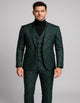 Mens Green and Black Brocade Tuxedo Suit ƒ?? 3 Piece Floral Jacquard Outfit for Weddings and Formal Events - Slim Fitted