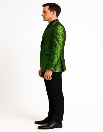 Men's Green Paisley Tuxedo Blazer – Luxury Slim Fit Dinner Jacket for Formal Events 2   - from alligatorwarehouse.com